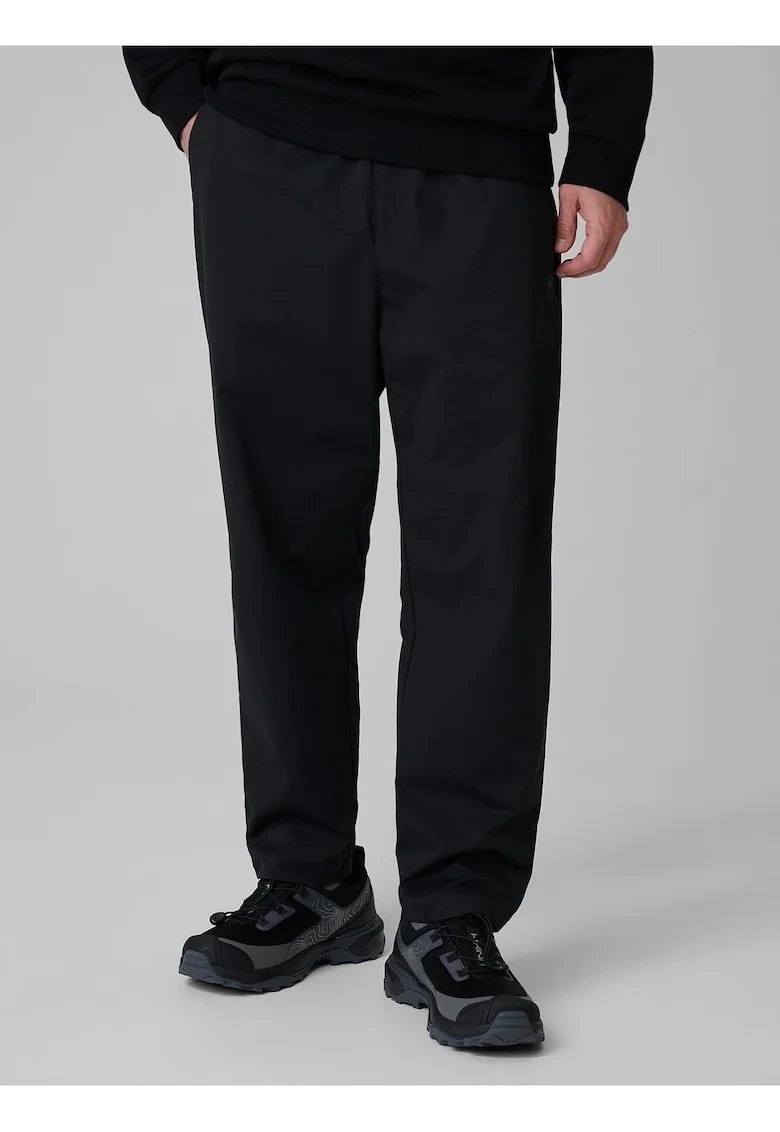 Pantaloni barbati,  casual, elastic in talie, negru, poliester