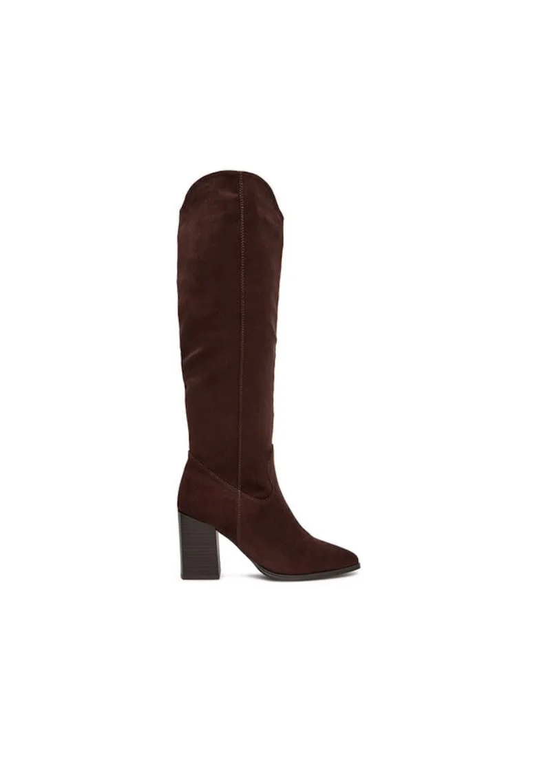 Cizme dama,  maro, textil,