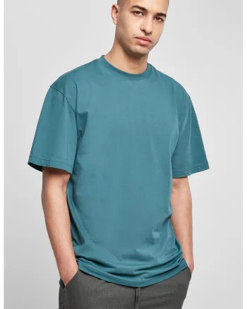 Tricou din bumbac cu decolteu la baza gatului, Albastru petrol