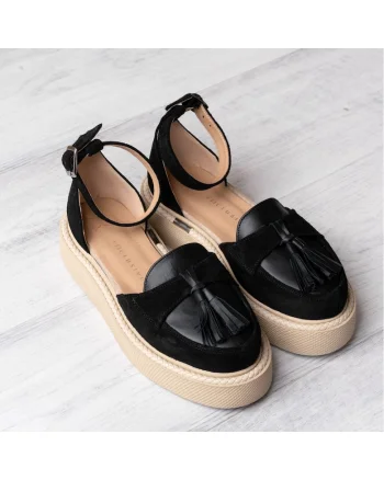 Pantofi din piele si piele intoarsa Augustino, Negru, Negru