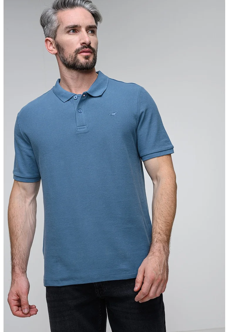 Tricou din bumbac cu guler polo Palco, Albastru azur