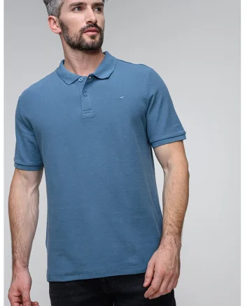 Tricou din bumbac cu guler polo Palco, Albastru azur