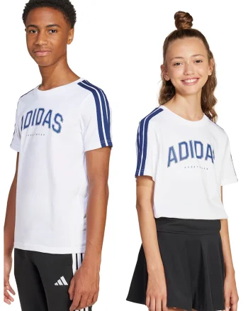 Tricou cu decolteu la baza gatului si logo, Alb/Albastru inchis