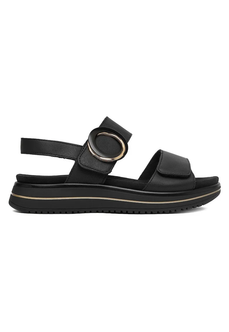 Sandale dama,  piele naturala, negru, sistem inchidere Velcro,