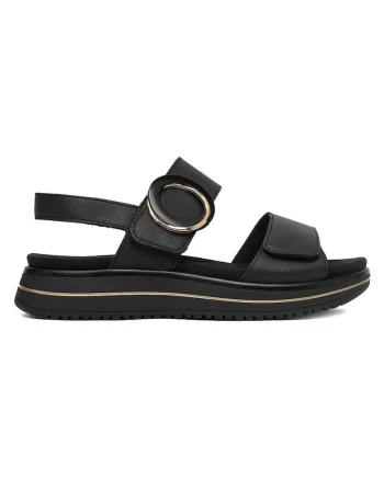 Sandale dama,  piele naturala, negru, sistem inchidere Velcro,