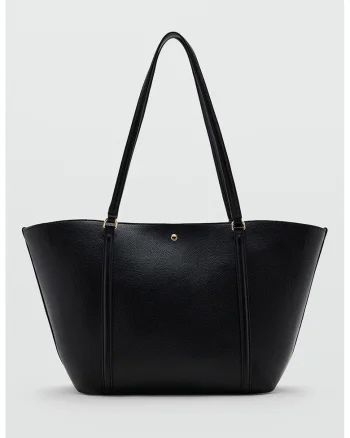 Geanta shopper de piele ecologica, Negru