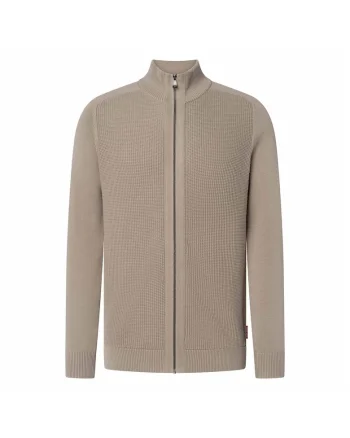 Cardigan din bumbac cu fermoar, Bej