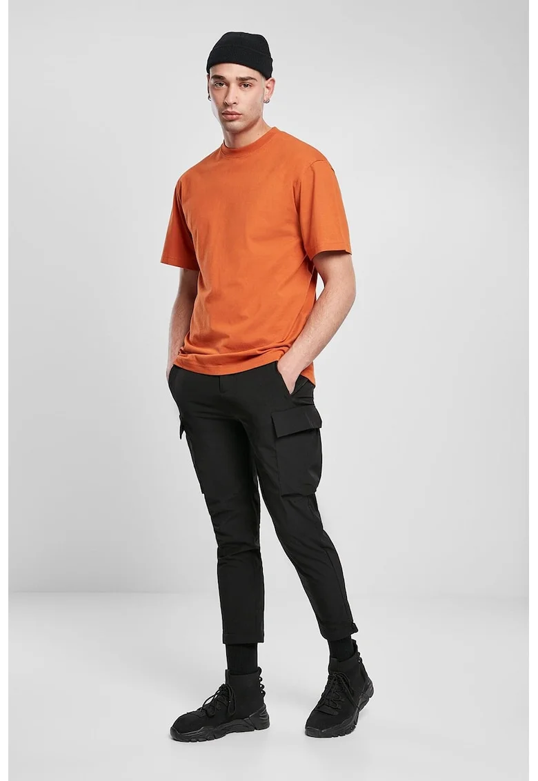 Tricou din bumbac cu decolteu la baza gatului
