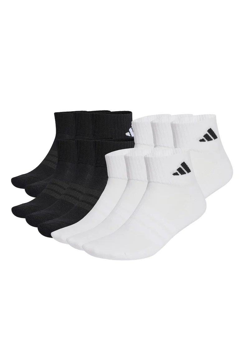 Set de sosete unisex pana la glezna cu talpa dubla Essentials -12 perechi, Alb/Negru