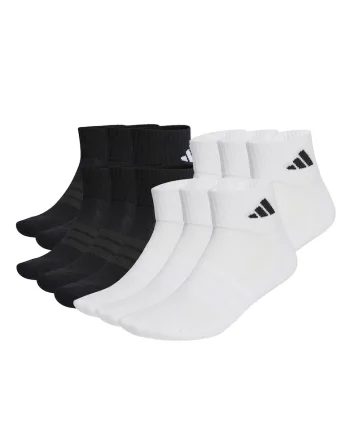 Set de sosete unisex pana la glezna cu talpa dubla Essentials -12 perechi, Alb/Negru