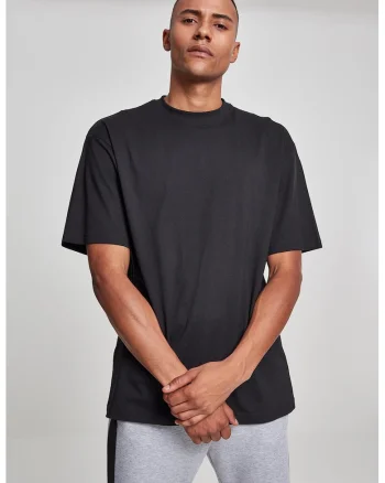 Tricou din bumbac cu decolteu la baza gatului, Negru stins