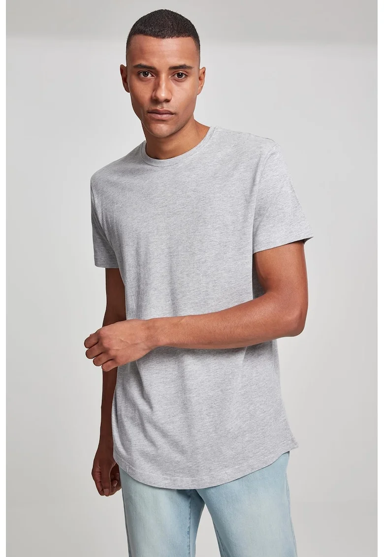 Tricou uni cu maneci scurte, Gri melange