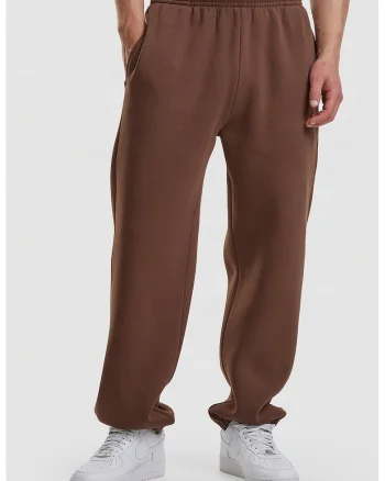 Pantaloni de trening cu croiala relaxed-fit si buzunare, Maro Siena