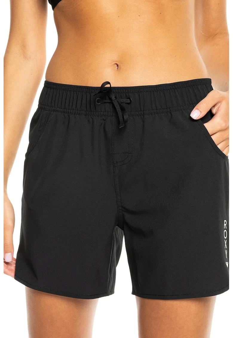 Pantaloni scurti de baie cu logo Wave 5, Negru