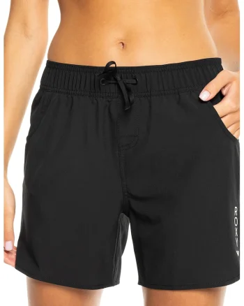 Pantaloni scurti de baie cu logo Wave 5, Negru