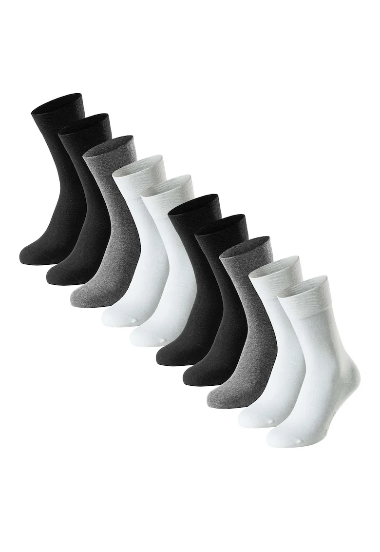 Schiesse, Set de sosete lungi cu model - 5 perechi, Alb/Negru stins/Gri melange