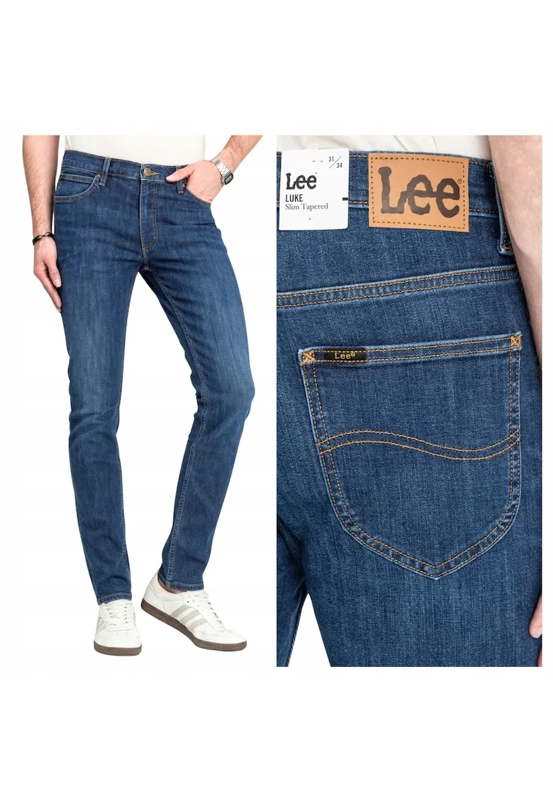 Pantaloni Barbati,  Luke, Marime 34/32, Croi Slim Fit, Stil Ingustat, Ajustat, Inaltime Talie Medie, Regulata, Numar Buzunare 5, W34xL32, Albastru