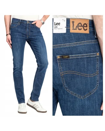 Pantaloni Barbati,  Luke, Marime 34/32, Croi Slim Fit, Stil Ingustat, Ajustat, Inaltime Talie Medie, Regulata, Numar Buzunare 5, W34xL32, Albastru