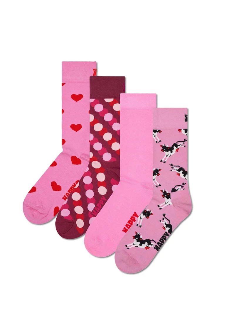 Set de 4 perechi de sosete lungi unisex, Roz