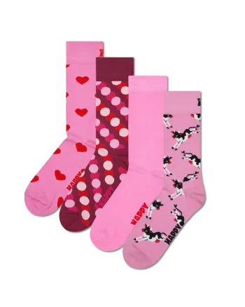 Set de 4 perechi de sosete lungi unisex, Roz