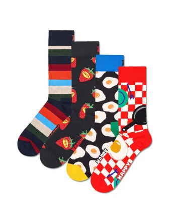 Set de 4 perechi de sosete lungi unisex, Rosu/Verde/Albastru