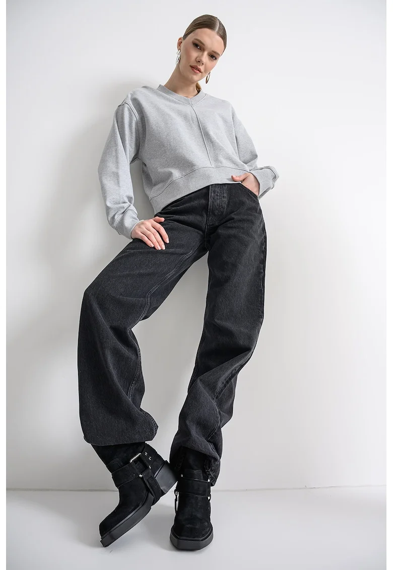 Blugi drepti cu croiala relaxed-fit Mia, Negru