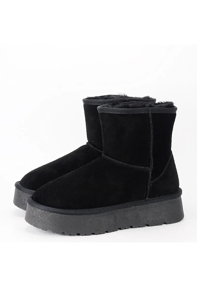 Cizme scurte negre din piele naturala W5825 110 18770, Negru