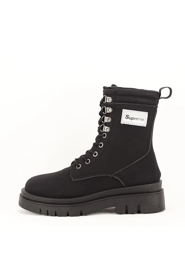 Ghete negre cu siret Ella 117 9388, Negru