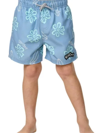 Pantaloni scurti de baie cu model tropical Ride The Wave