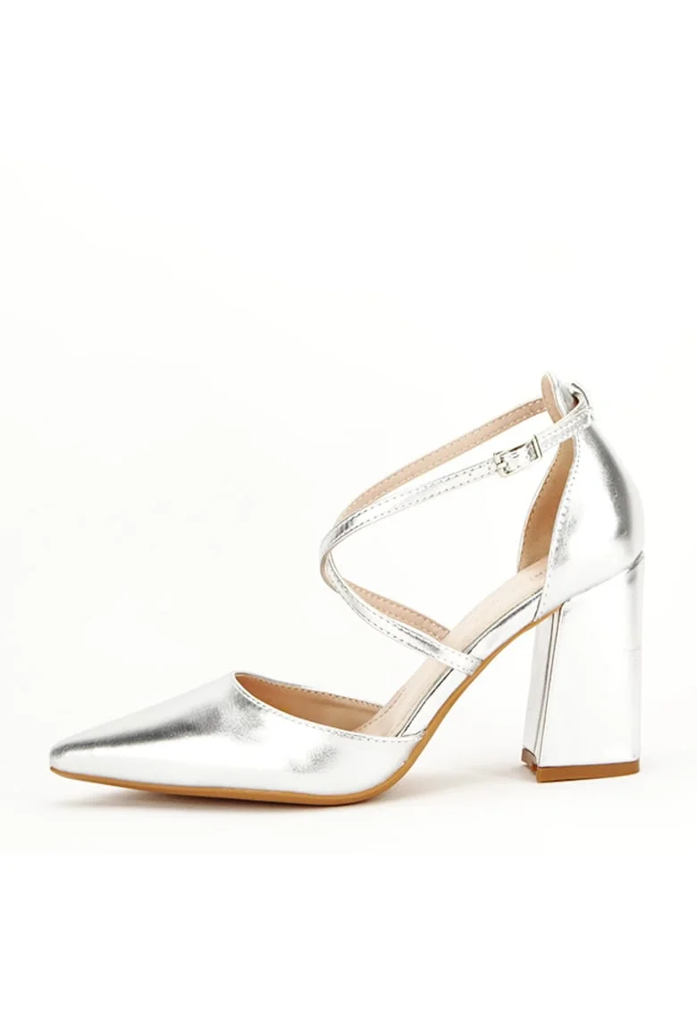 Pantofi argintii eleganti 8710 04 12492, Argintiu