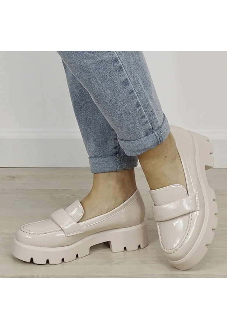 Mocasini bej lacuiti de tip loafers MO-6 01 19342, Bej