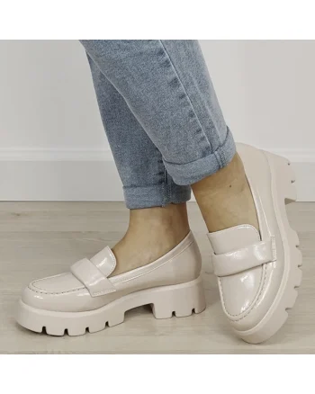Mocasini bej lacuiti de tip loafers MO-6 01 19342, Bej
