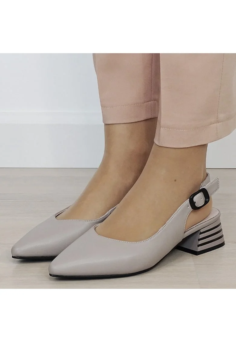 Pantofi gri comozi din piele naturala BY6888-6 02 19774, Gri