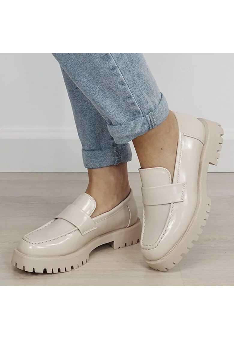 Mocasini bej lacuiti de tip loafers DMLM8302 01 19350, Bej