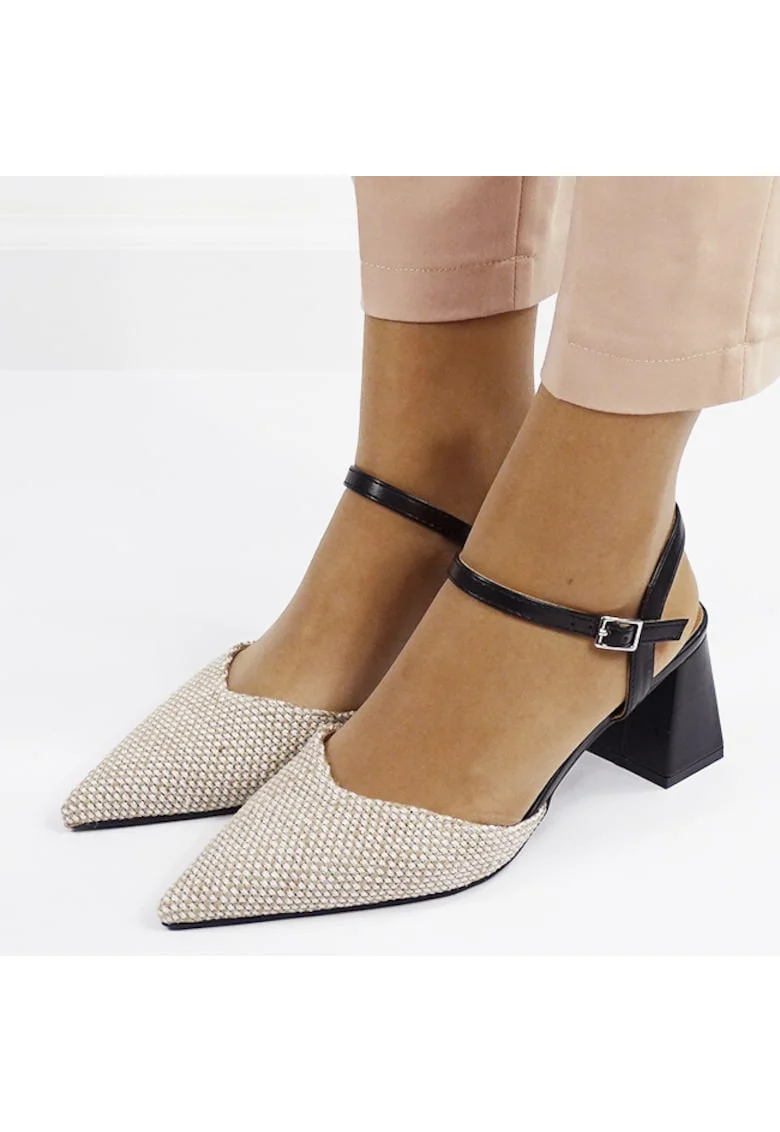 Pantofi negri eleganti cu model impletit HK-1308 04 16640, Negru