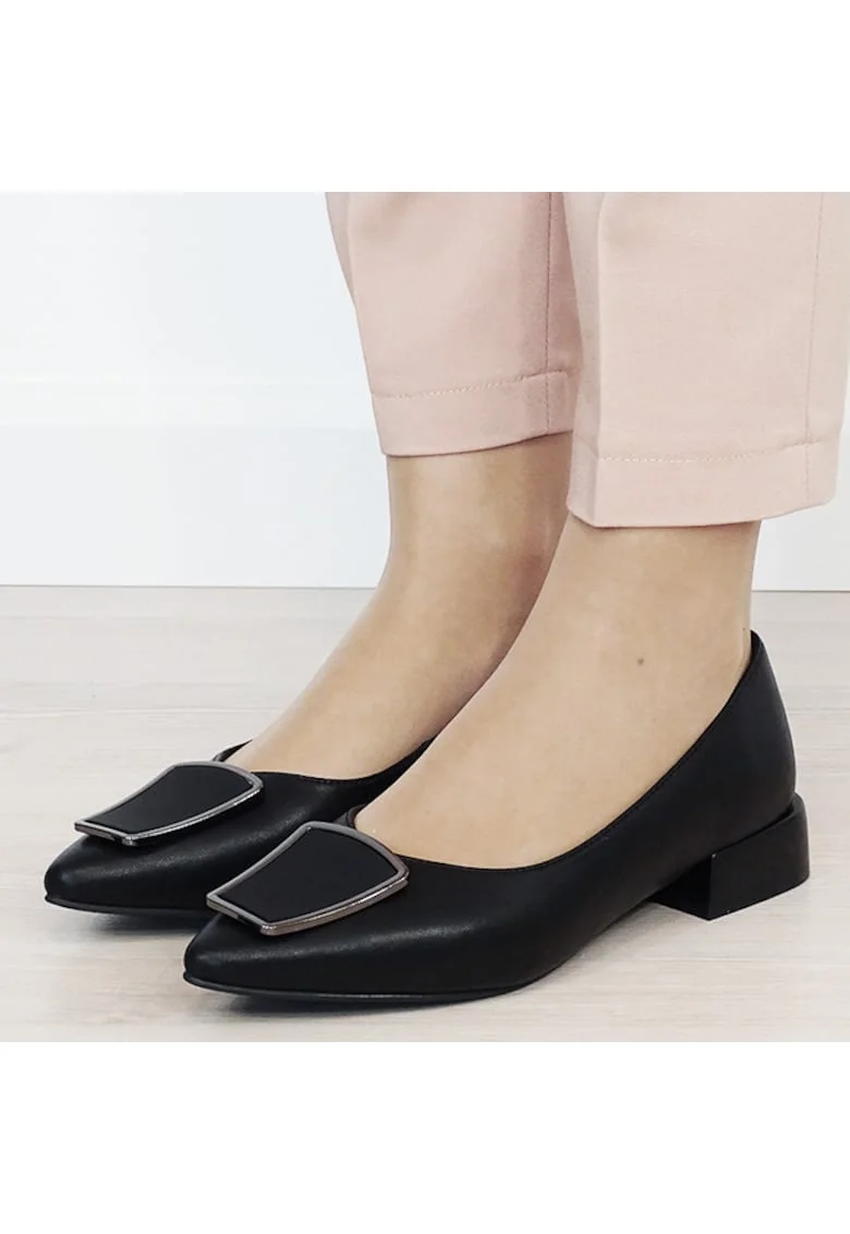 Pantofi negri comozi din piele naturala BY6921-2 03 19692, Negru