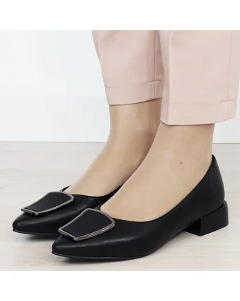 Pantofi negri comozi din piele naturala BY6921-2 03 19692, Negru