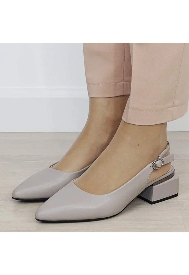 Pantofi gri comozi din piele naturala BY6889-6 02 19790, Gri
