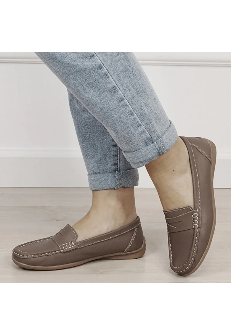 Mocasini maro din piele naturala 5128 M4 19308, Maro