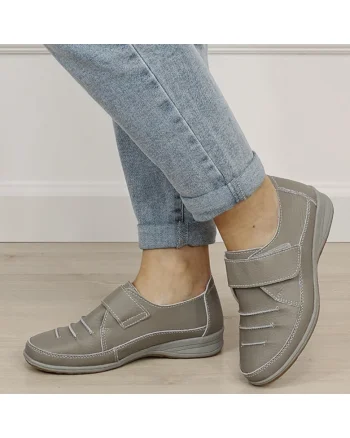 Mocasini gri din piele naturala 5085. M3 19290, Gri