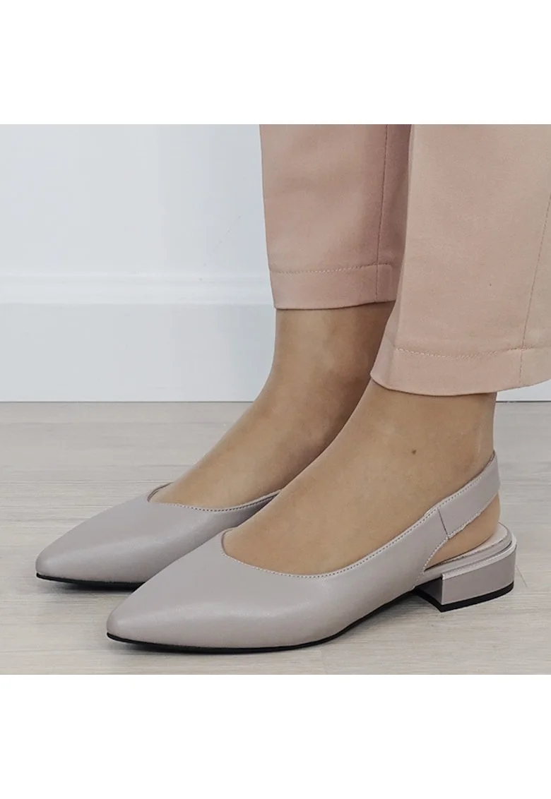 Pantofi gri decupati din piele naturala BY6943-3 03 19728, Gri