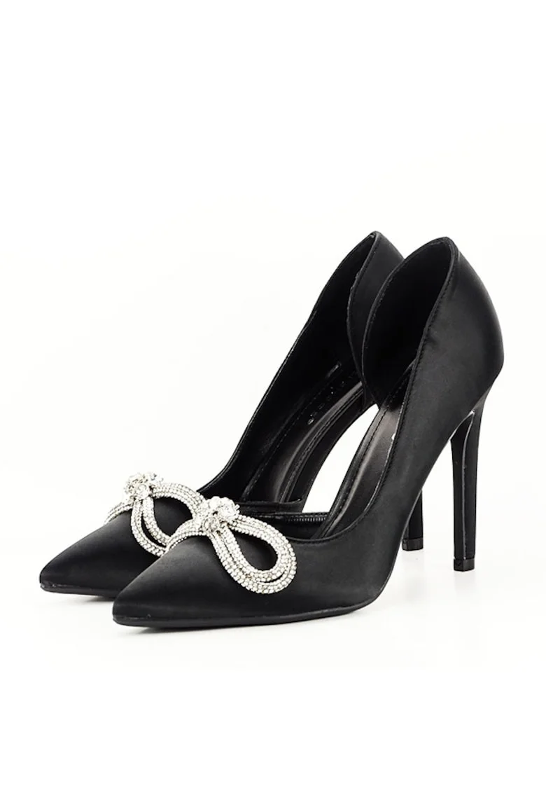 Pantofi negri cu brosa 6841 04 11330, Negru