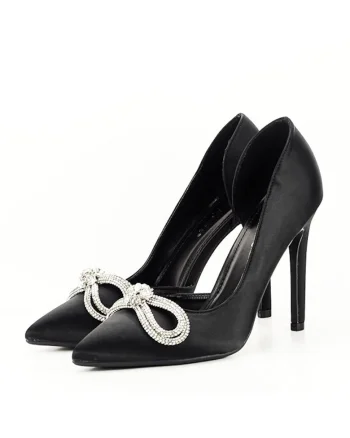 Pantofi negri cu brosa 6841 04 11330, Negru