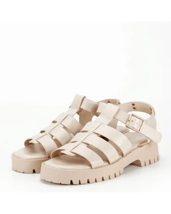 Sandale crem cu talpa groasa 5884 128 14873, Crem