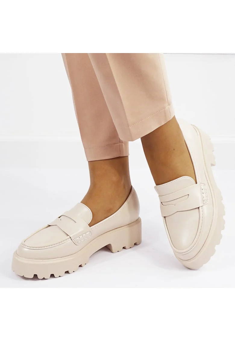 Pantofi bej de tip loafers H8-359 M2 16565, Bej