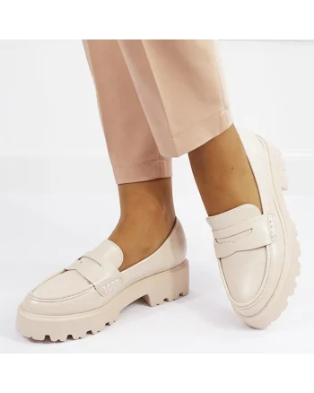Pantofi bej de tip loafers H8-359 M2 16565, Bej