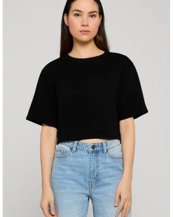 Tricou crop din amestec de bumbac