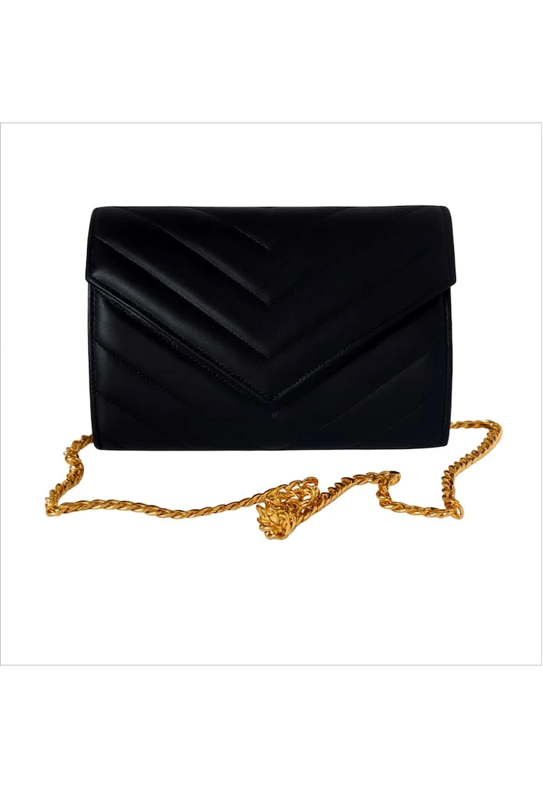 Plic din piele naturala Val Clutch, Auriu/Negru