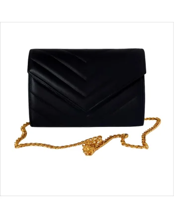 Plic din piele naturala Val Clutch, Auriu/Negru