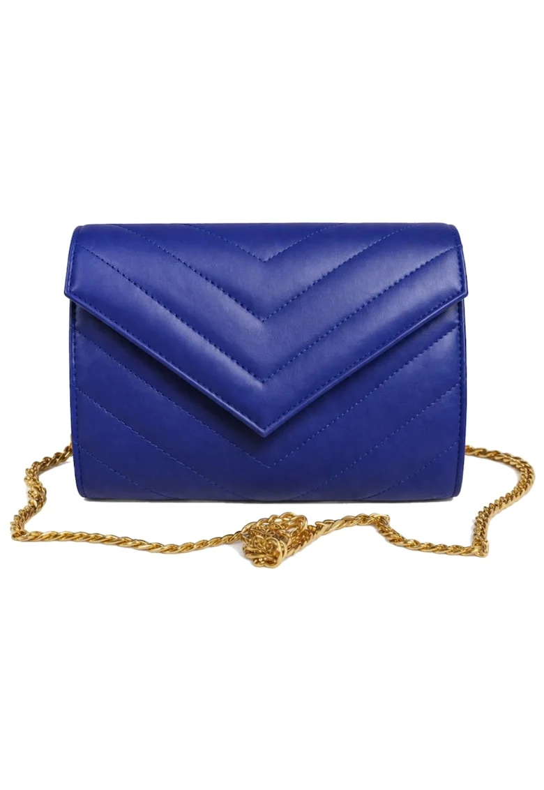 Plic din piele naturala Val Clutch, Auriu/Albastru inchis